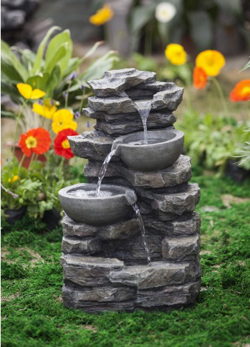 Rock & Pot Waterfall Water Fountain without Light