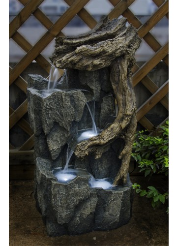 Tree Trunk and Rocks fountain with Led Light