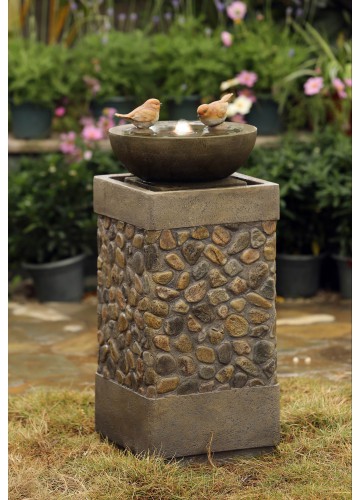 Two Layers and Birds Fountain with Led Light