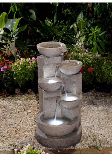 Multi-tier Bowls Water Fountain with Led Light