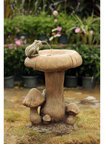 Mushroom and Frog Water Fountain