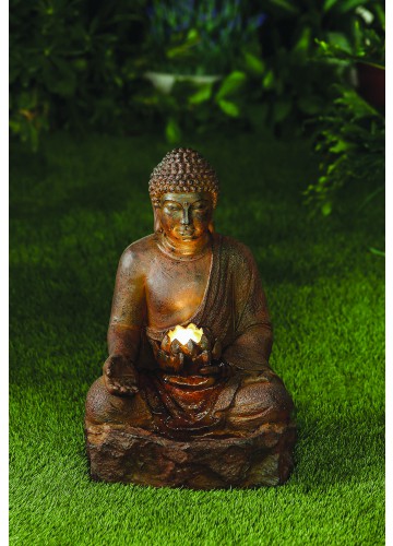 Rustic Buddha Water Fountain with LED Lighting