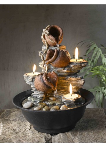 Tavolo Luci Mini Pot Tabletop Fountain with Candle