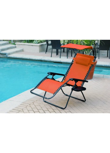 Set of 2 Oversized Zero Gravity Chair with Sunshade and Drink Tray - Orange