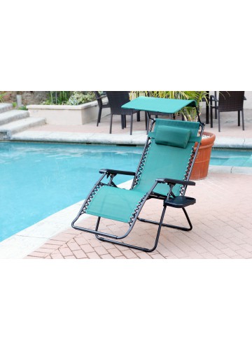 Oversized Zero Gravity Chair with Sunshade and Drink Tray - Green