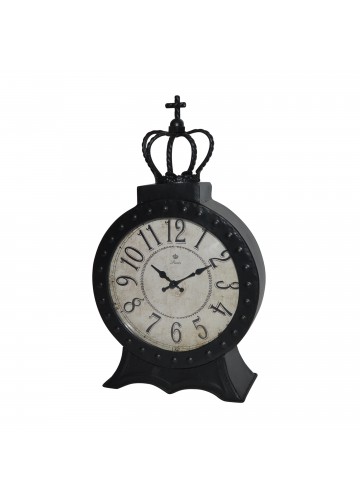 8 Inch Black Metal Table Clock