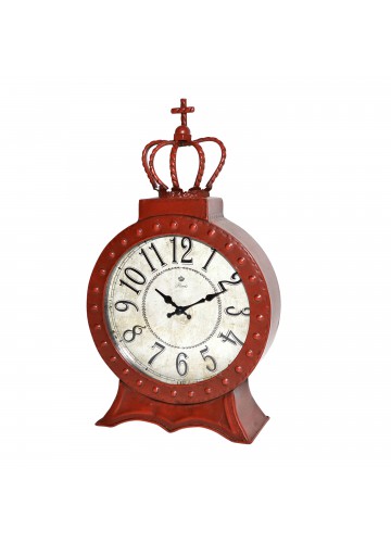 8 Inch Red Metal Table Clock