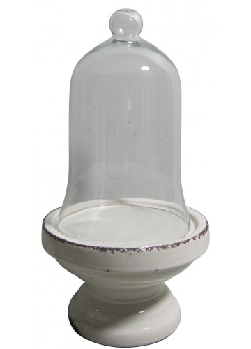 White Glass Dome Pillar Holder