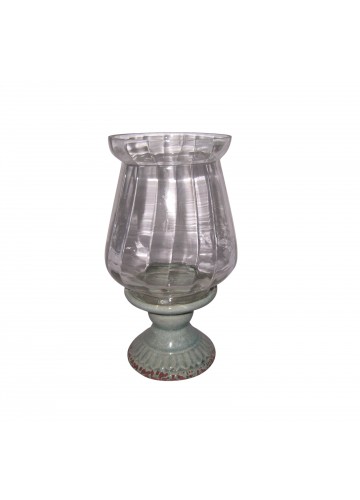 15 Inch Creamic Glass Hurricane Candle Holder