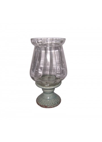 12 Inch Ceramic Glass Hurricane Candle Holder