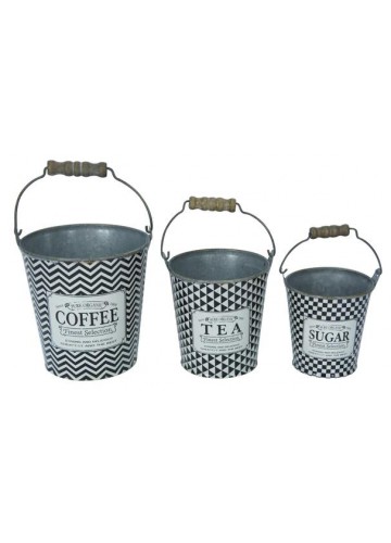 Decorative Tin Bucket (Set of 3)
