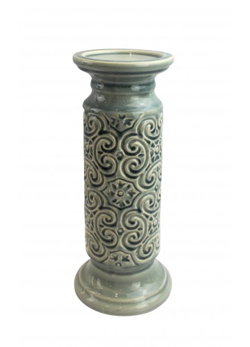 12 Inch Scroll Candle Holder-Blue