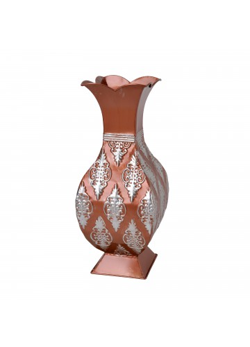 16 Inch Copper/Silver Metal Vase