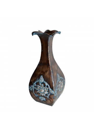 17.5 Inch Copper/Blue Metal Vase