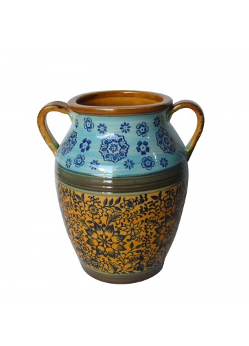 Blue & Yellow Vase with Handle