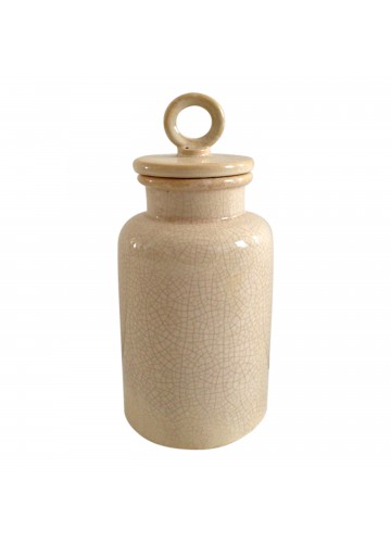 Medium Cream Distress Lidded Jar