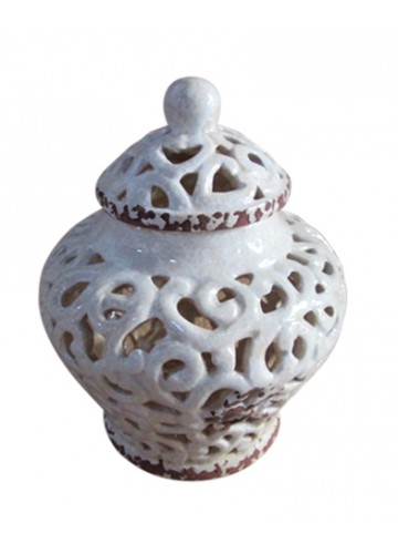 8 Inch Classic White Ceremic Jar- Small