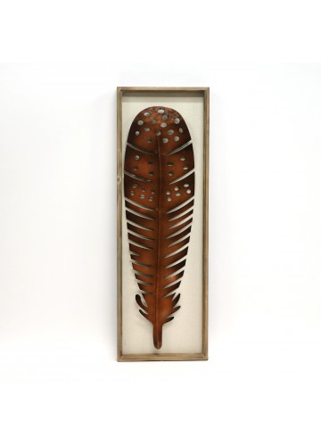 Seal Brown Metallic Feather Wall Decor