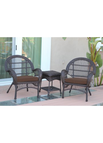 3pc Santa Maria Espresso Wicker Chair Set - Brown Cushions