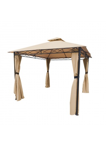 10FT X 10FT WITH 2-TIER SOFT TOP GAZEBO/DARK TAN COLOR