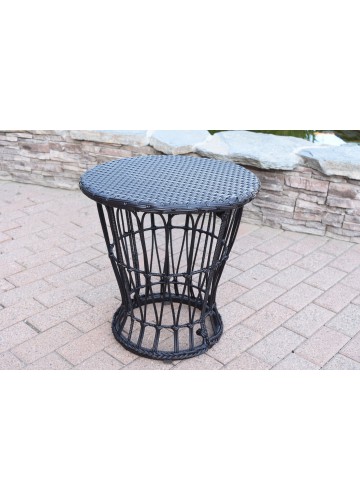 Papasan Espresso Resin Wicker Side Table