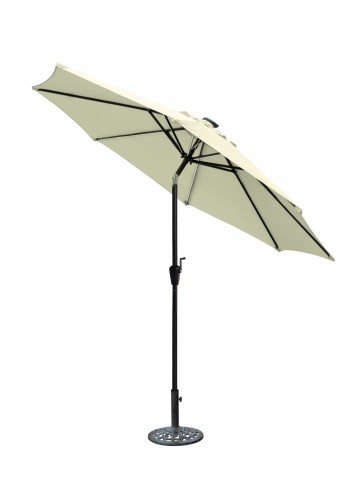 9 FT Aluminum Umbrella with Crank and Solar Guide Tubes - Black Pole/Tan Fabric