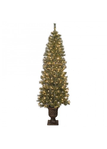 7 Feet. Pre-Lit Artificial Christmas Tree With Urn Base