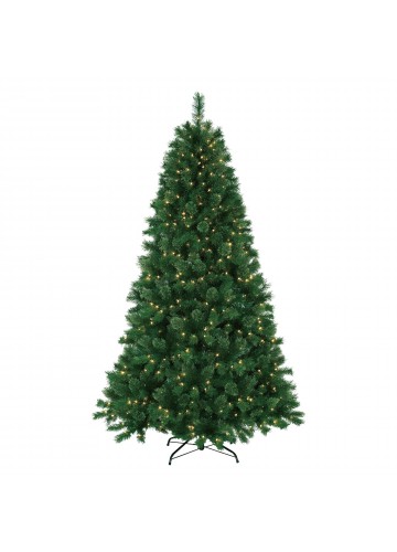 7.5 Feet. Pre-Lit Artificial Christmas Tree With Metal Base