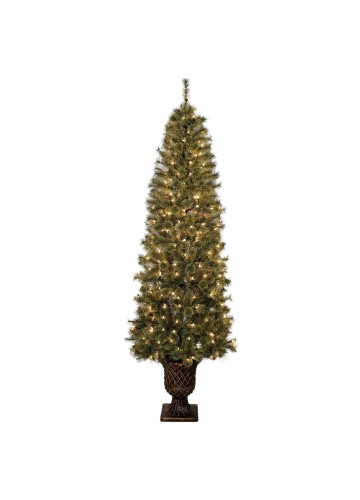 7 Feet. Pre-Lit Artificial Christmas Tree With Bronze MgO Urn Base