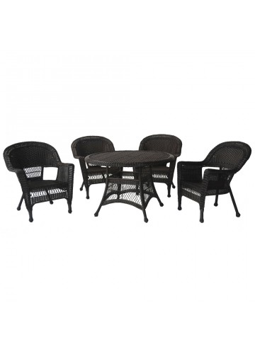 5pc Espresso Wicker Dining Set Without Cushion