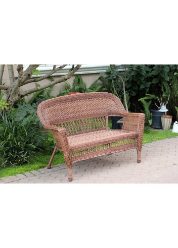 Honey Wicker Patio Love Seat