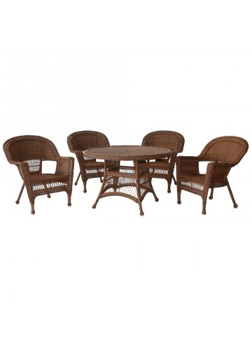 5pc Honey Wicker Dining Set Without Cushion