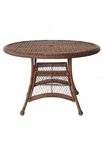 Honey Wicker 44 Inch Round Dining Table
