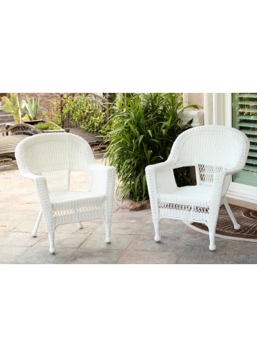 White Wicker Chair Without Cushion - Set of 2