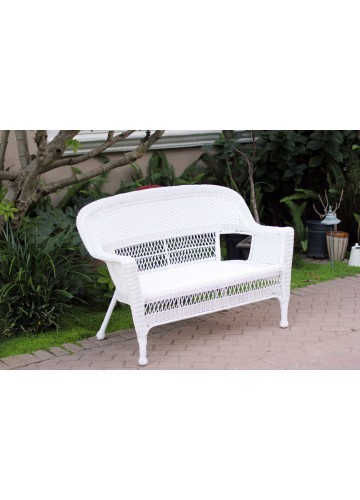 White Wicker Patio Love Seat