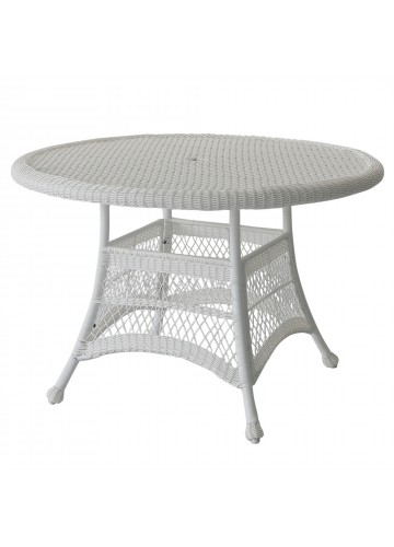 White Wicker 44 Inch Round Dining Table