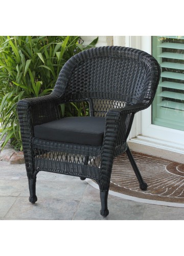 Black Wicker Chair With Black Cushion