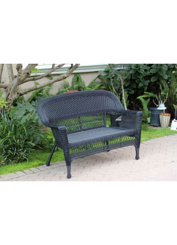 Black Wicker Patio Love Seat