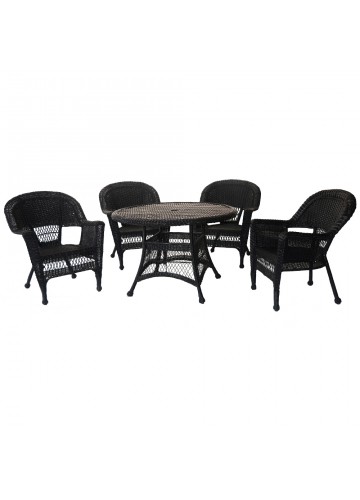 5pc Black Wicker Dining Set Without Cushion