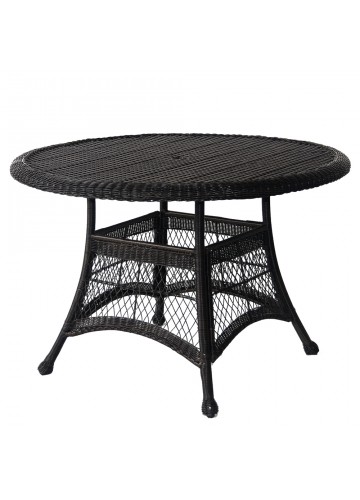 Black Wicker 44 Inch Round Dining Table