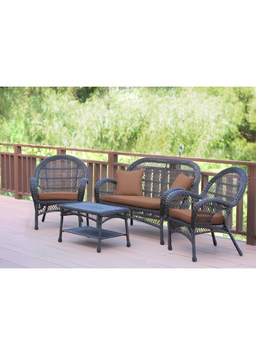 4pc Santa Maria Espresso Wicker Conversation Set - Brown Cushions