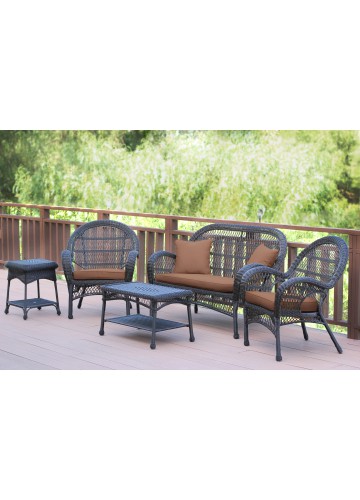 5pc Santa Maria Espresso Wicker Conversation Set - Brown Cushions