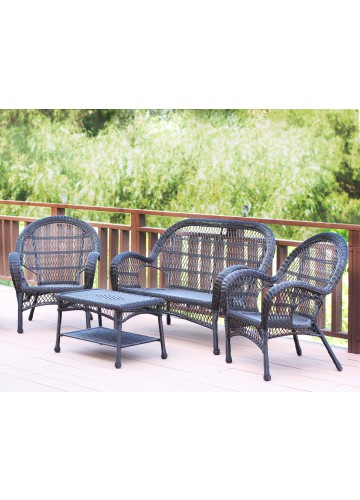 4pc Santa Maria Espresso Wicker Conversation Set Without Cushion