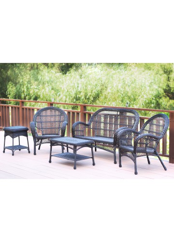 5pc Santa Maria Espresso Wicker Conversation Set Without Cushion