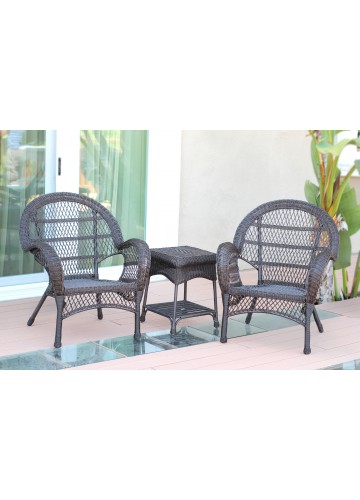 3pc Santa Maria Espresso Wicker Chair Set Without Cushion