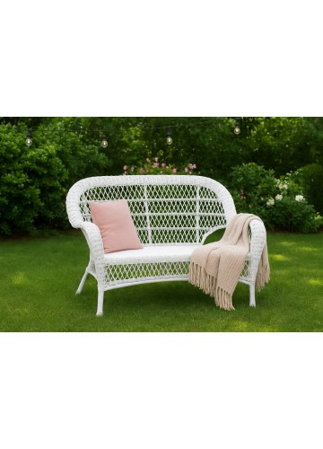 Santa Maria White Wicker Patio Love Seat