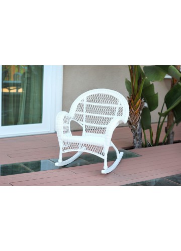 Santa Maria White Rocker Wicker Chair - Set of 4