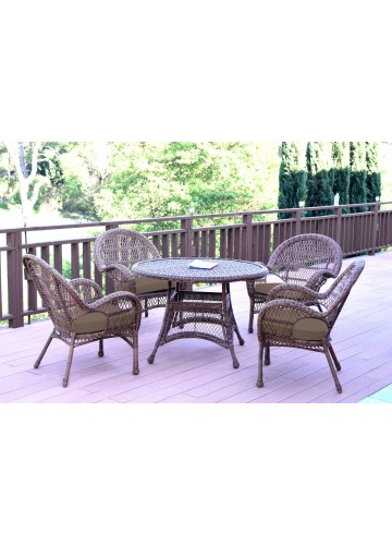 5pc Santa Maria Honey Wicker Dining Set - Brown Cushions