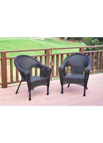 Set of 2 Espresso Resin Wicker Clark Single Chair without Cushion