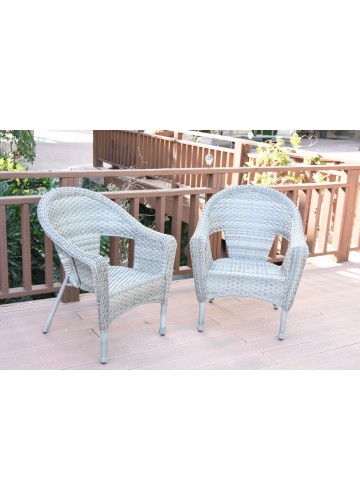 Set of 2 Grey Resin Wicker Clark Single Chair without Cushion